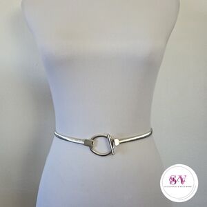 Thin Stretchy Silver Belt
